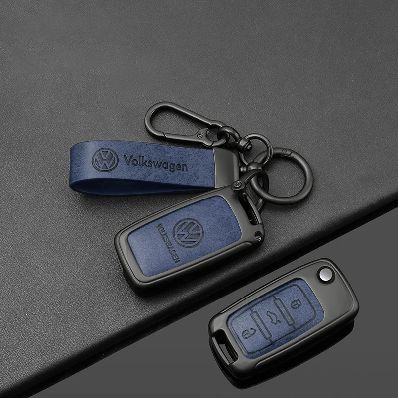 Alloy Leather Car Remote Key Case Cover for VW Volkswagen Polo Tiguan Passat B5 B6 B7 Golf 4 5 6 MK6 Jetta Lavida Accessories