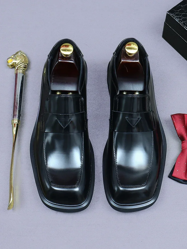 

2025 Men's Formal Shoes Genuine Leather British Style Groom Wedding Shoes Leather Derby Shoes
