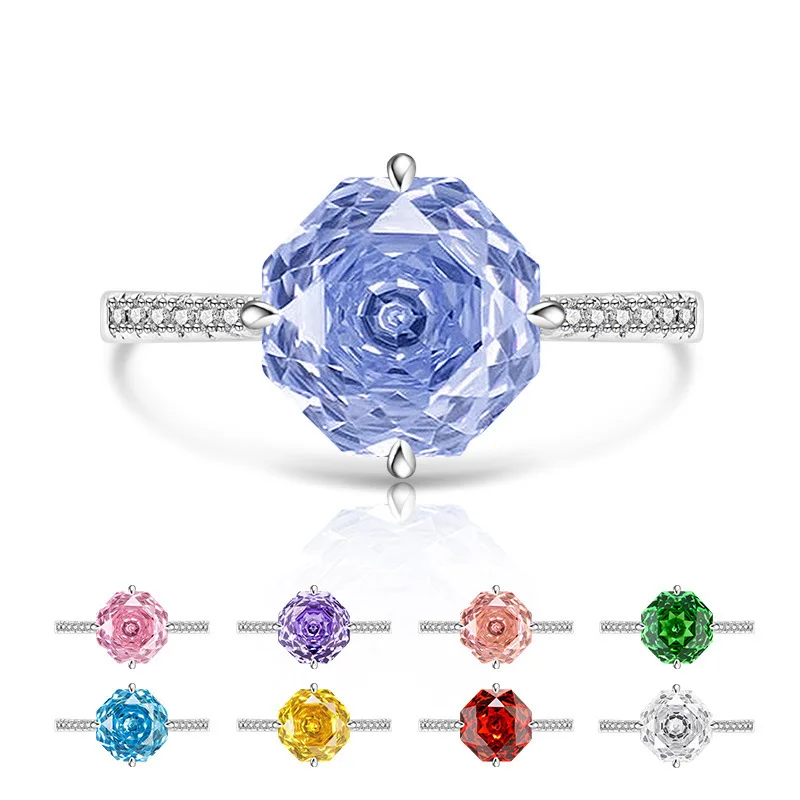 

Rococo Style Vintage Romantic Rose Cut Zircon 925 Sterling Silver Plain Elegant Ring for Ladies Valentine's Day Gift
