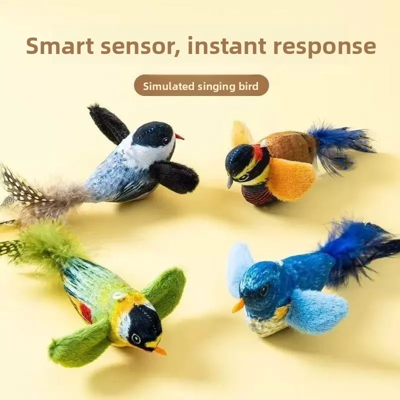 Self-hilarity Wall Hanging Birds Cat Toy Indoor Interactive Birds for Cat Chasing Teasing Toy Sounding Catnip Cat Teaser