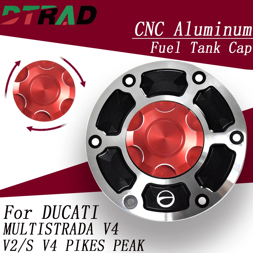 

Motorcycle Siklver Quick Gas Fuel Tank Cap For DUCATI MULTISTRADA V4 2025 V2 V4 PIKES PEAK Anti-Theft Engine Oil Filling Cover