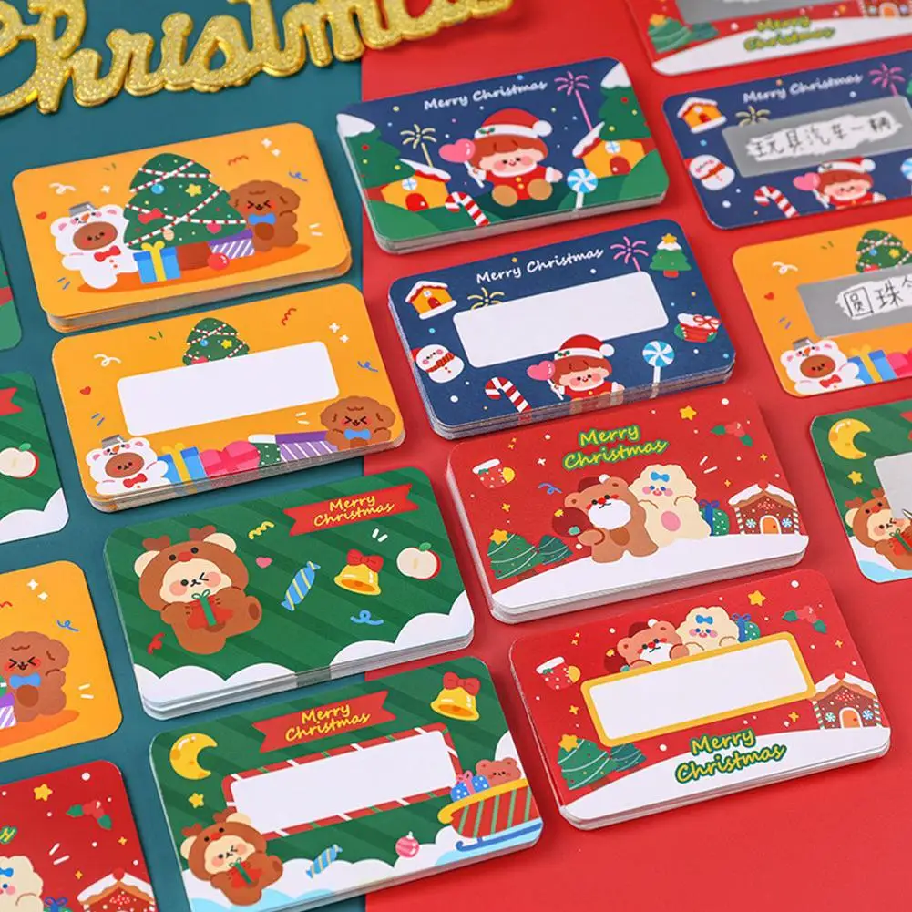 20pcs Cartoon Christmas Scratch Card Children's Christmas Handwritten Interactive Scratch Award Card Reward Lucky Scratch Decor