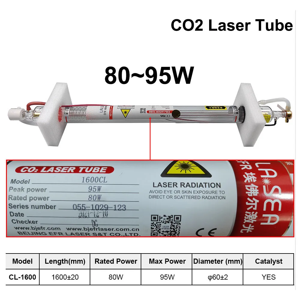 CO2 Laser Tube 150W 90W 60W For  DIY CO2 Laser Engraving Cutting Machine Dia.60mm 80mm