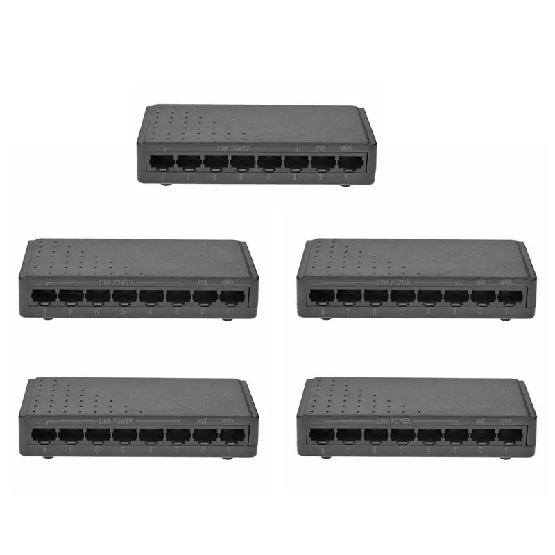 Изысканный-5X 8 портов 6 + 2 коммутатора POE Инжектор питания через сетевую систему Ethernet RJ45 10/100M
