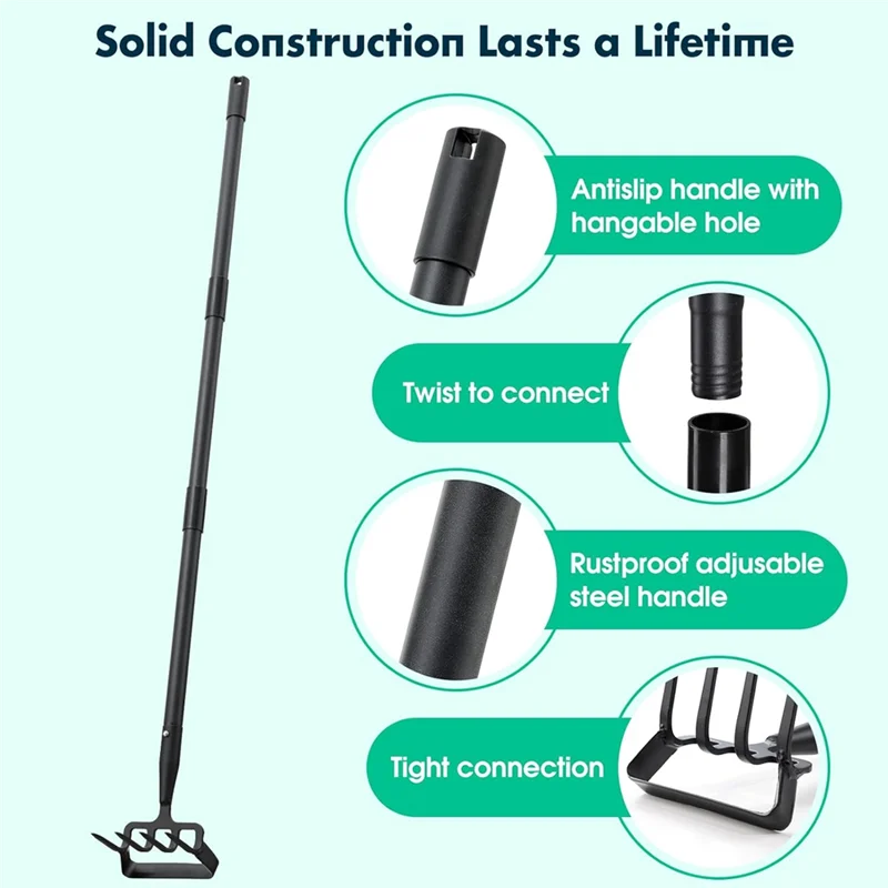 CMHI-Garden Hoe- 62 Inch Long Stirrup Hoe Garden Tools Cultivator For Weeding, Heavy Duty Garden Hoe With Adjustable Handle