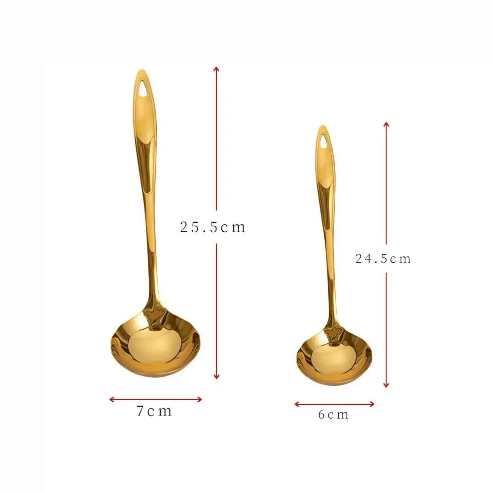 Gold Spoon Stainless Steel Soup Ladle Scoup Skimmer Long Handle Cooking Tool Table Kitchen Accessories for Hot Pot