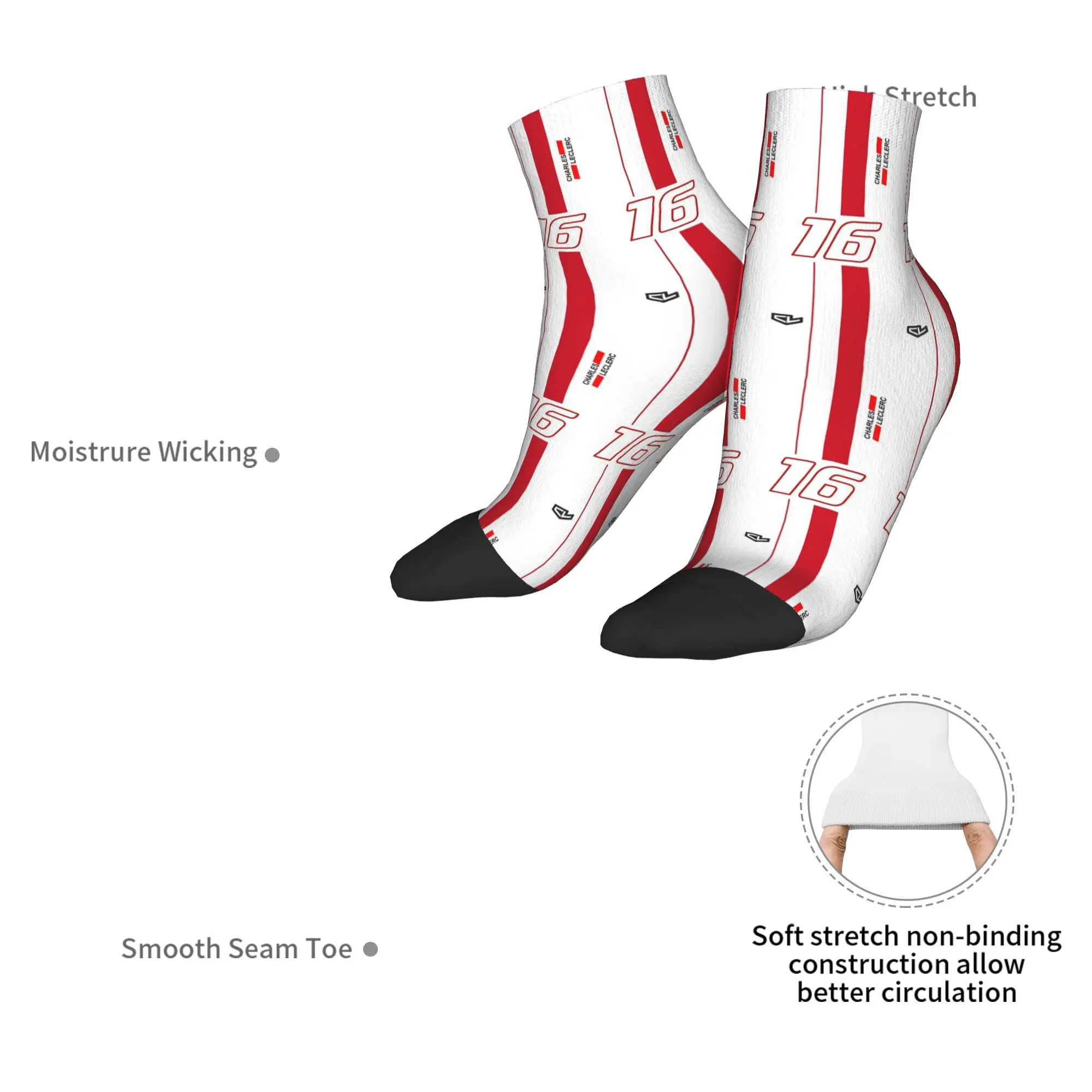 Charles Leclerc Ferrari F1 Monaco Flag Socks Harajuku Stoking Berkualitas Tinggi Aksesori Kaus Kaki Sepanjang Musim untuk Pria Wanita