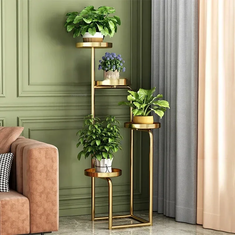 

Nordic indoor plant stand Wrought Iron gold Floor-standing Living Room Flower Pot Plant Stand Green Radish Balcony plant shelves