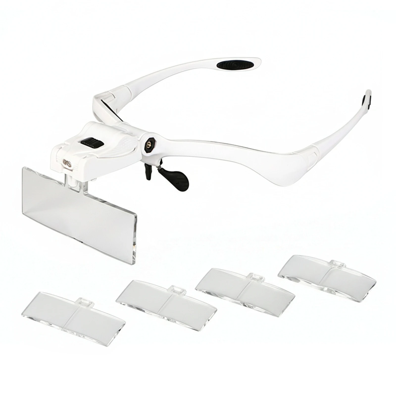 LED Head Magnifier 5 Interchangeable Lenses 1.0X To 3.5X Hands Free Headband Magnifying Glasses for Reading Jewelry