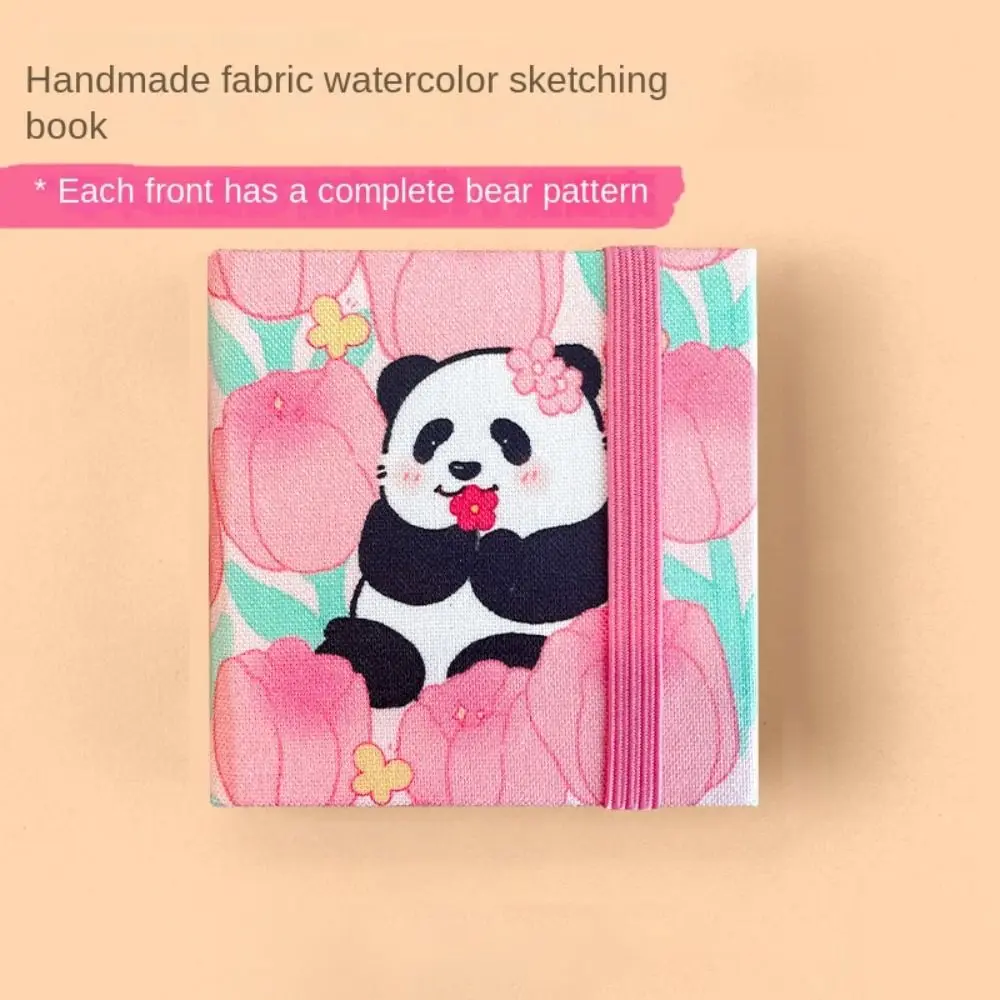 Flower Mini Fabric Watercolor Book Paper Pad 20 Sheets Watercolor Sketchbook Portable Square Mini Watercolor Painting Book