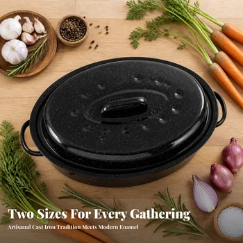 Oval Enameled Cast Iron Roaster 4