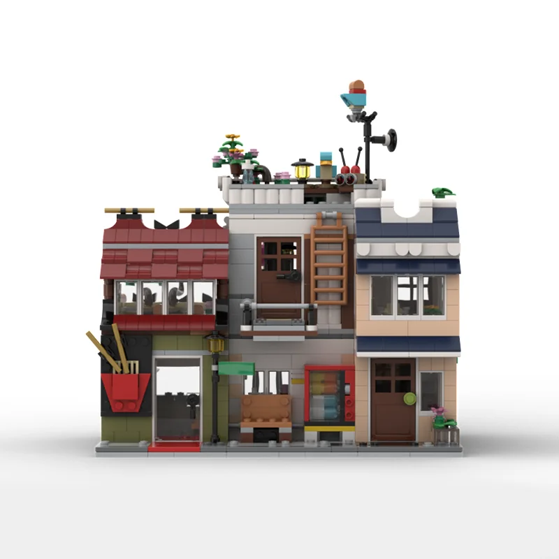 1582 pièces Moc nouilles rue bricolage magasin de nourriture de rue Architecture éducation modèle blocs de construction jouets d'anniversaire cadeau pour les Fans