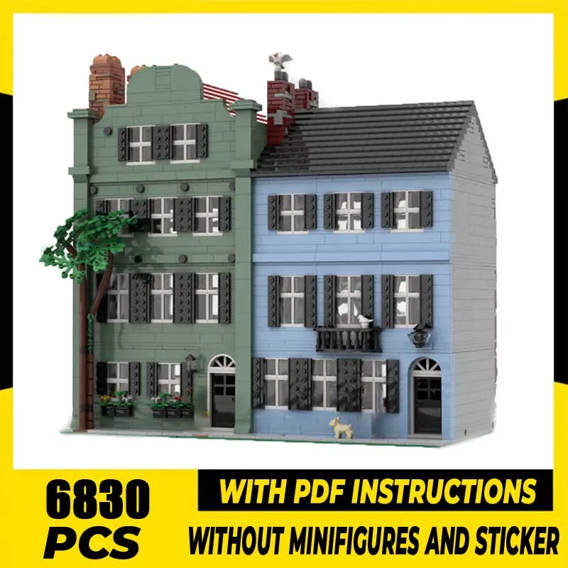 

Famous City Street View Moc Building Blocks Rainbow Row Street #2 Model Technology Bricks DIY Assembly Toys Construstion Gifts