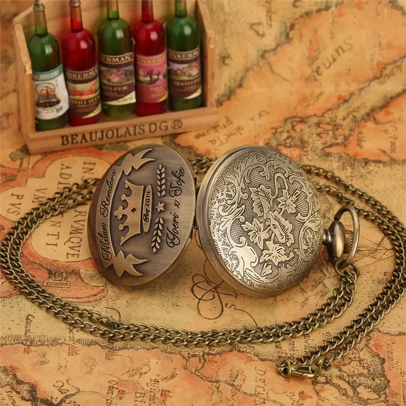 

Steampunk Carved Crown 2014 Milan Design Retro Quartz Pocket Watch for Men Women with Fob Sweater Chain Gift Souvenir