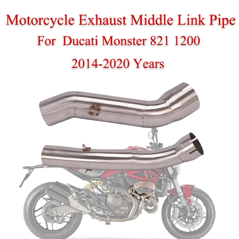 

Motorcycle Exhaust Middle Link Pipe For Ducati Monster 1200 1200S 821 2014-2020 Moto Espace Nozzle For Muffler DB Killer Muffler