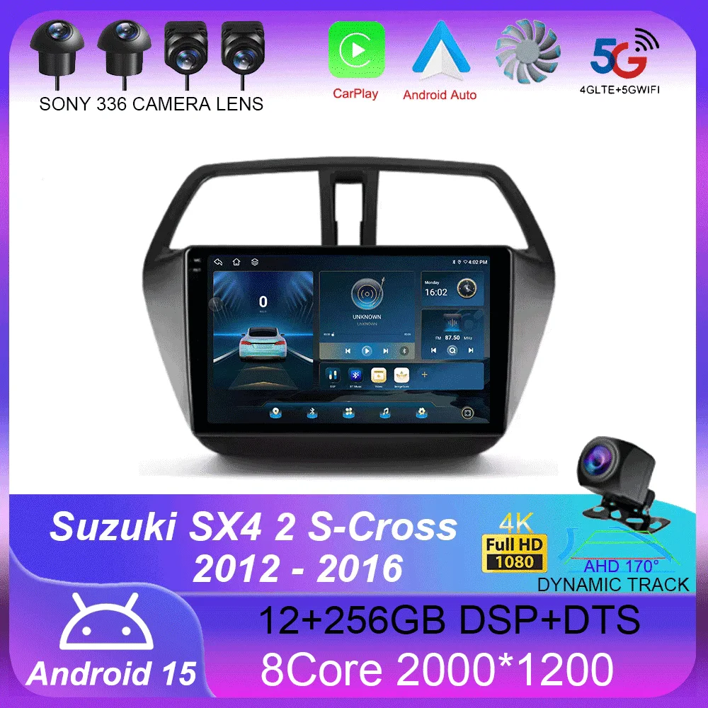 

Для Suzuki SX4 2 S-Cross 2012-2016 Carplay Auto 4G + WIFI GPS Автомобильный радиоприемник Навигация Мультимедийный видеоплеер Стерео BT Android 14
