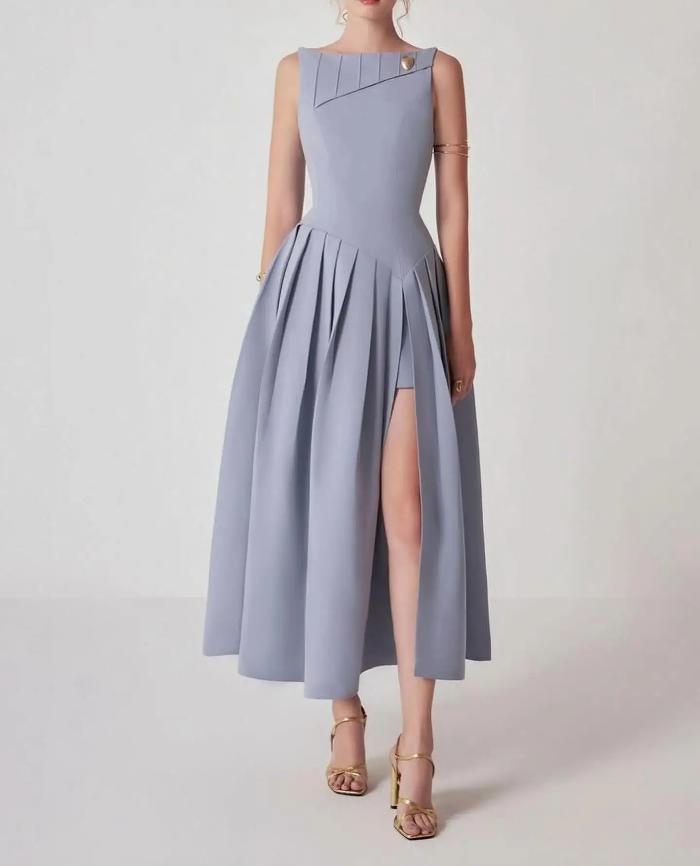 Vestido de noche con lentejuelas y corte en A, Jersey delicado personalizado, alta calidad, sin mangas, cuello redondo, longitud hasta el tobillo