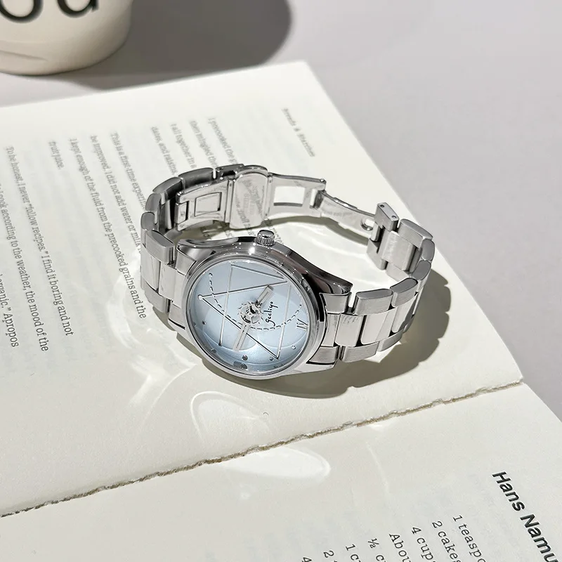 التجارة الخارجية الهندسية حزام الصلب ساعة كوارتز طالب ساعة الموضة تصميم الشعور ساعة تروس بسيطة للنساء #3