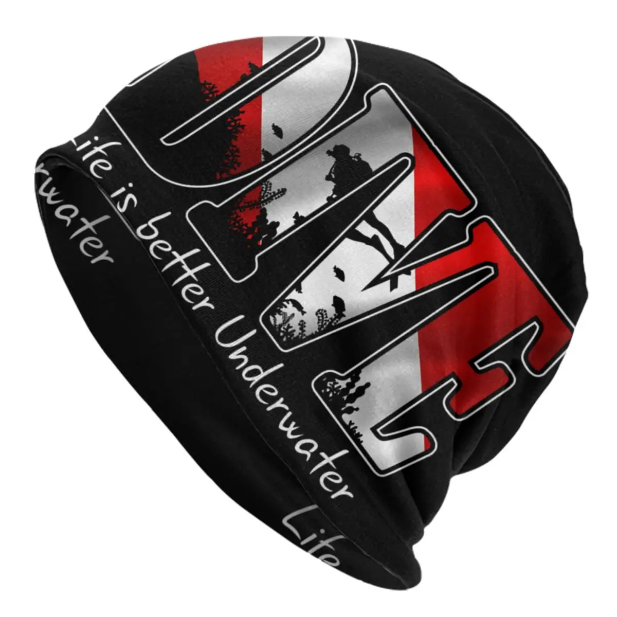 Dive Diver Scuba Diving Skullies Beanies Caps Winter Warm Knitted Hat Hip Hop Life Is Better Underwater Bonnet Hats Ski Cap