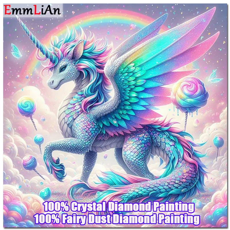 

Unicorn Full Crystal Diamond Painting Kits Fantasy Animal Fairy Dust Diamond Mosaic Cross Stitch Embroidery Lollipop Home Decor