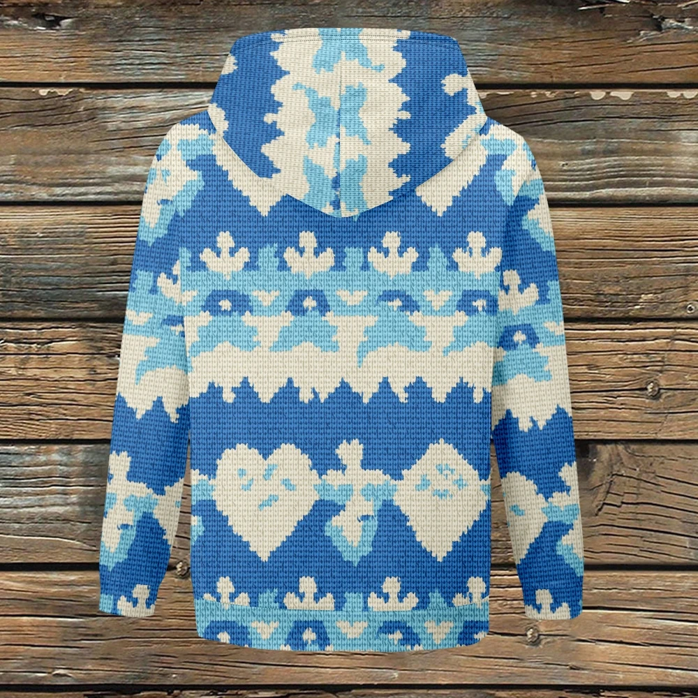 Hibiscus Flower Print Harajuku Thick Fleece Hoodie Women's Zip Up Hooded Jacket Y2K Streetwear Casual Outerwear Warm Fuzzy Coat