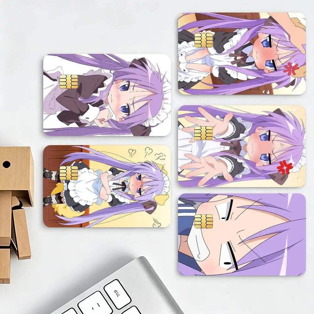 Cartoon H-Hiiragi K-Kagami HD Waterproof Credit Card Stickers Silicone Decals For Chip Game Cards Gift