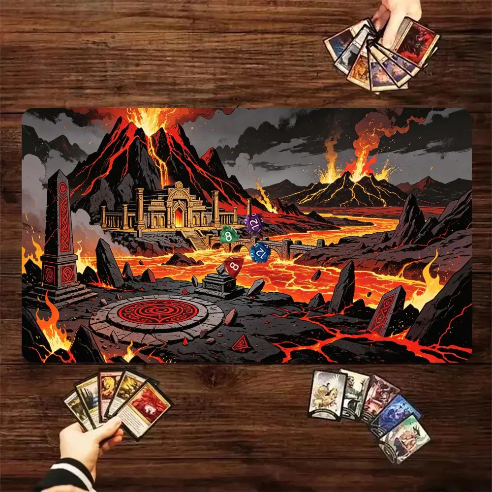 60X35cm Volcanic Hellfire Temple TCG Play mat Non‑Slip Rubber Trading Card Game Table Pad For Card Game Players