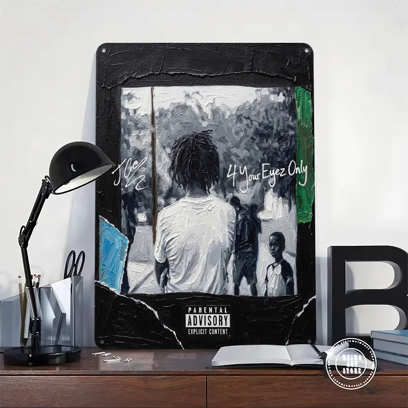 J. Cole 4 Your Eyez Only Album Cover 3D Texture Metal Poster Customized Wall Art Tin Sign Gift for Mancave Room Decor Wand Deko