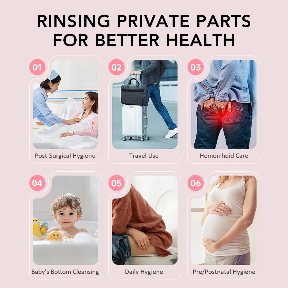 Electric Portable Travel Bidet Rechargeable Handheld Butt Shower 11 Holes Nozzle Mini Toilet Sprayer For Baby Personal Care