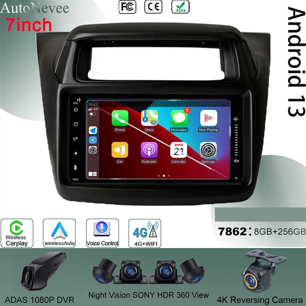 7Inch Car Android 13 For Mitsubishi Pajero Sport Triton 2014 Auto Wireless Carplay No 2din DVD GPS Bluetooth DSP IPS Touch QLED