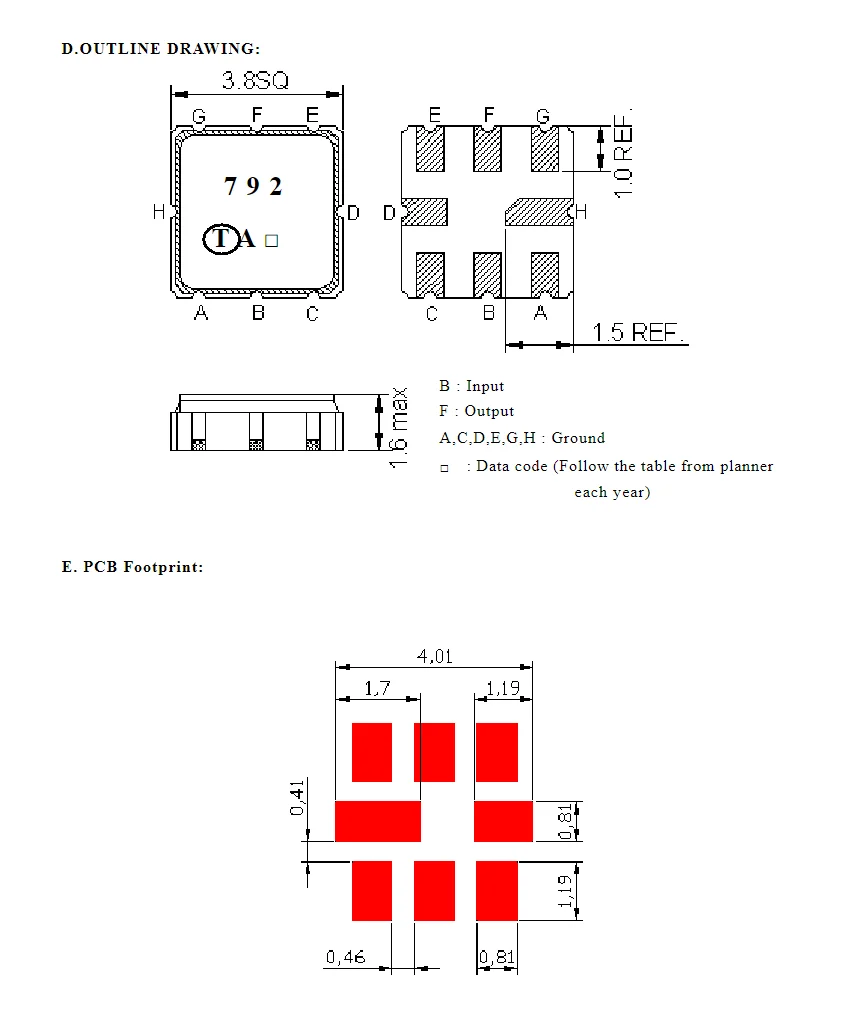 (10PCS) TA0792A 코드 792 새로운 정품 915.3MHz 패키지 SMD SAW 필터 재고 있음