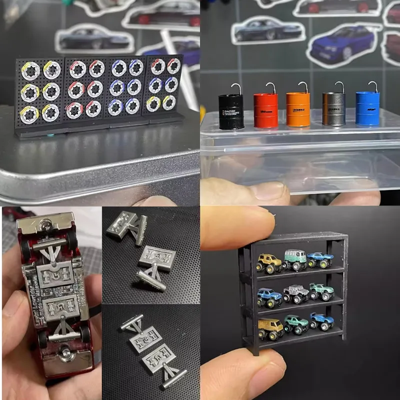 New 1/64 Caliper Floor Stand Cabinet Auto Repair Tool Kit Model Modification Customized Lowrider Jump Car oil Tank Washstand