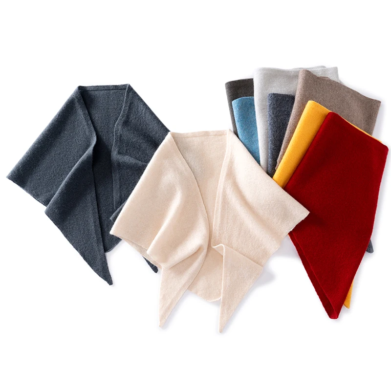 Autumn Winter 100% Cashmere New Shawl Warm Knitted Triangle Scarf Air Conditioning Versatile Shoulder Protection Neck Warmer