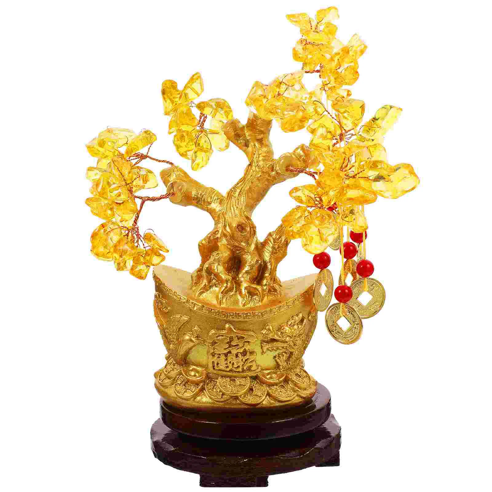 

Citrine Macrocarpa Crystal Money Tree Fortune Ornament Home Adornment Bonsai