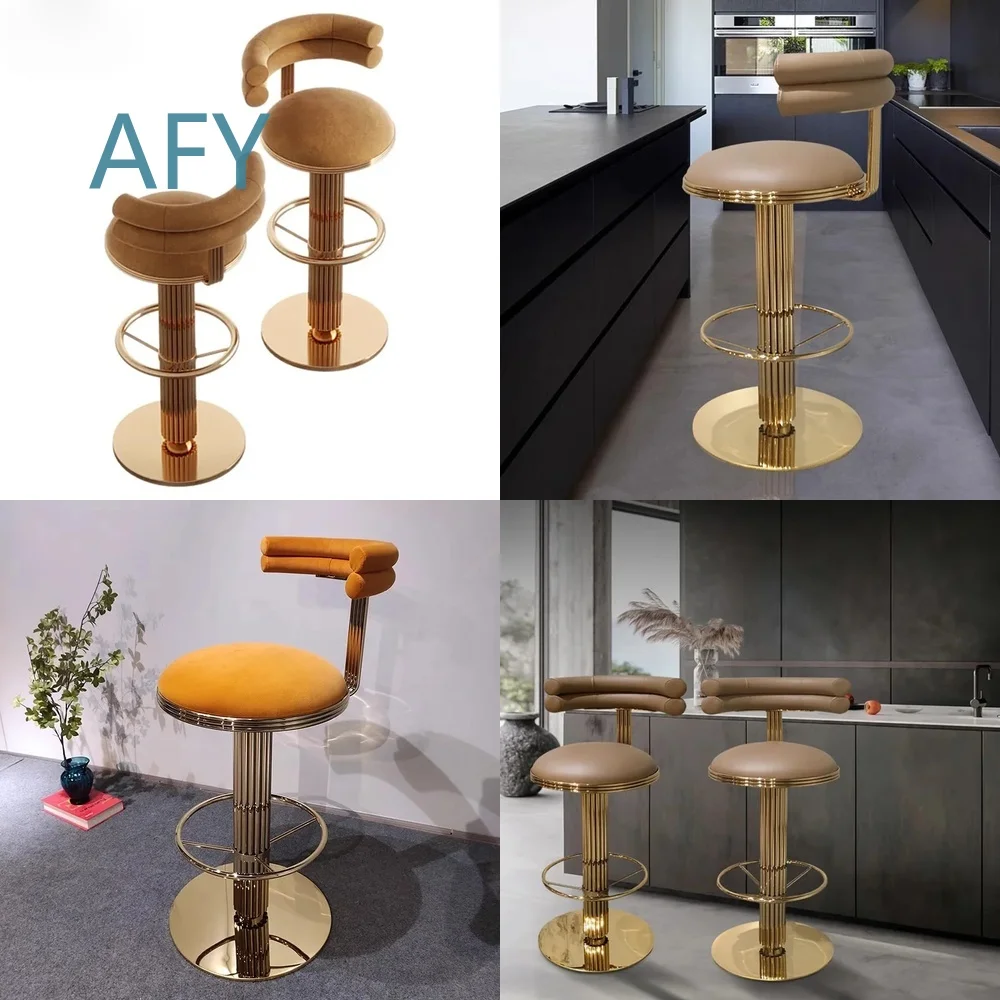 Modern Counter Height Bar Chairs for Bar Table Breakfast Nook Home Kitchen Luxury Swivel Stools Leather Upholstered High