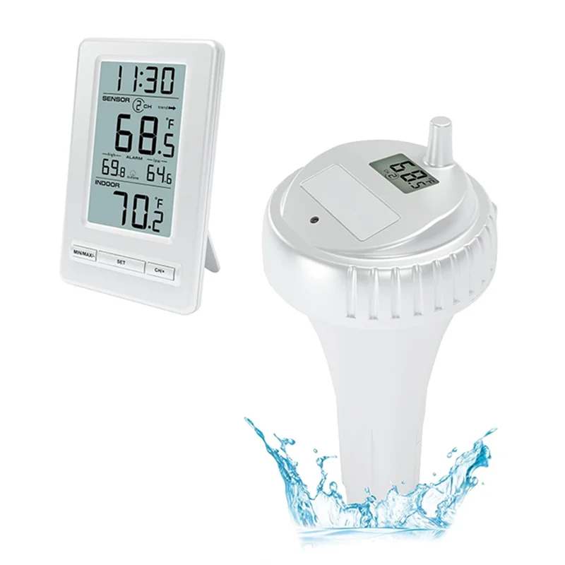 DELAM-termómetro inalámbrico Digital para piscina, Sensor de temperatura con pantalla LCD de 24H, función de memoria para piscinas y bañeras