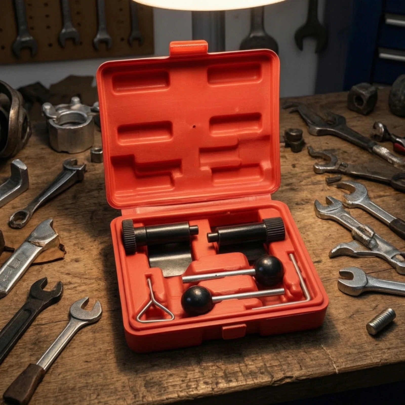T10050 Timing Belt Replacement Tool Kit for German Car Engine Service with Molded Case and Ribbed Adjustment Knobs
