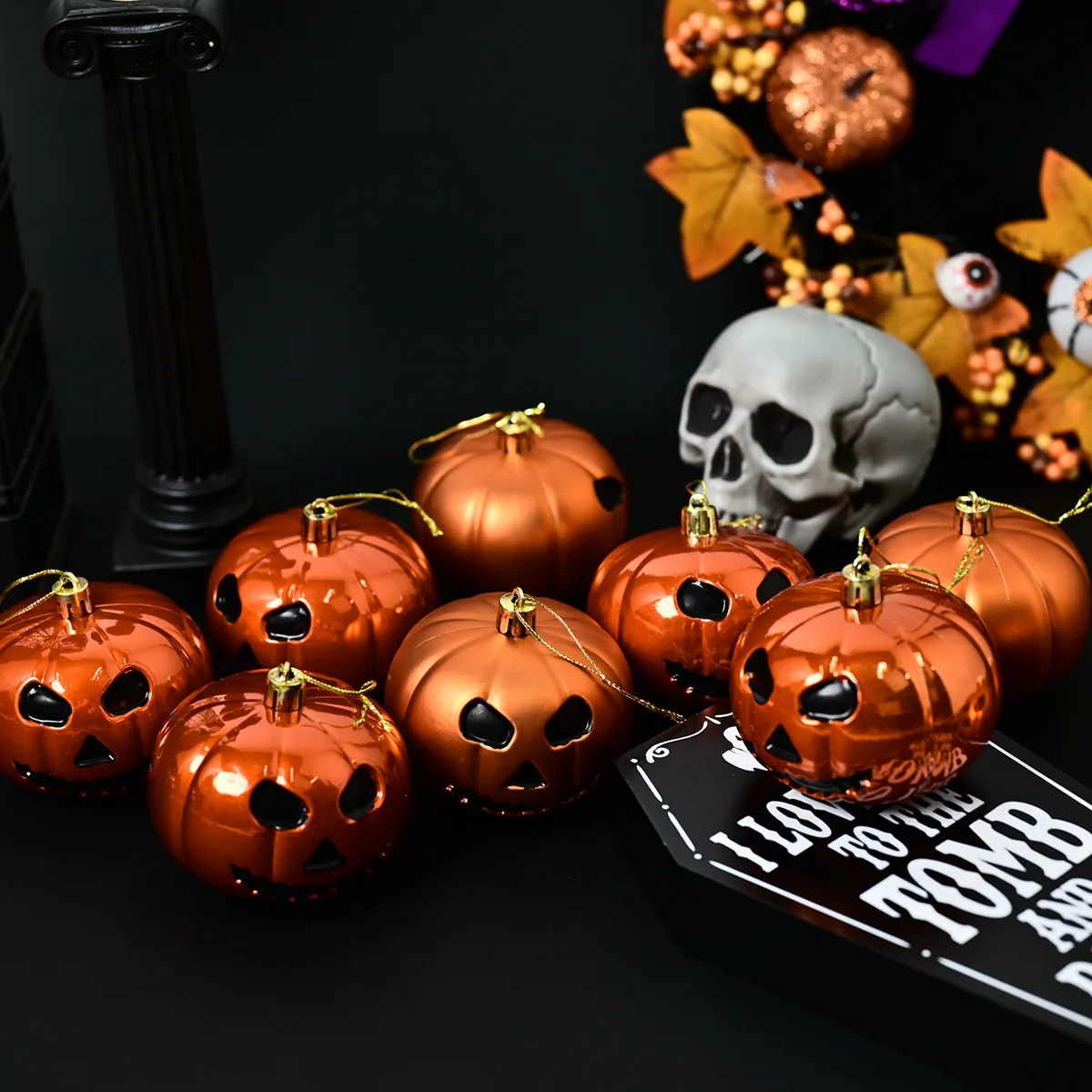 

New Halloween Christmas tree home decorations ghost face pumpkin colorful plastic ball festival party table decoration