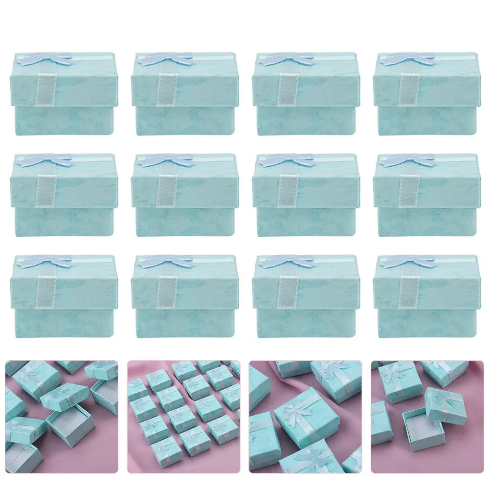 

12 шт. коробки для хранения ювелирных изделий, простой органайзер для колец, ожерелья, сережек, упаковки, подарочный чехол, держатель, подарочные коробки для ювелирных изделий