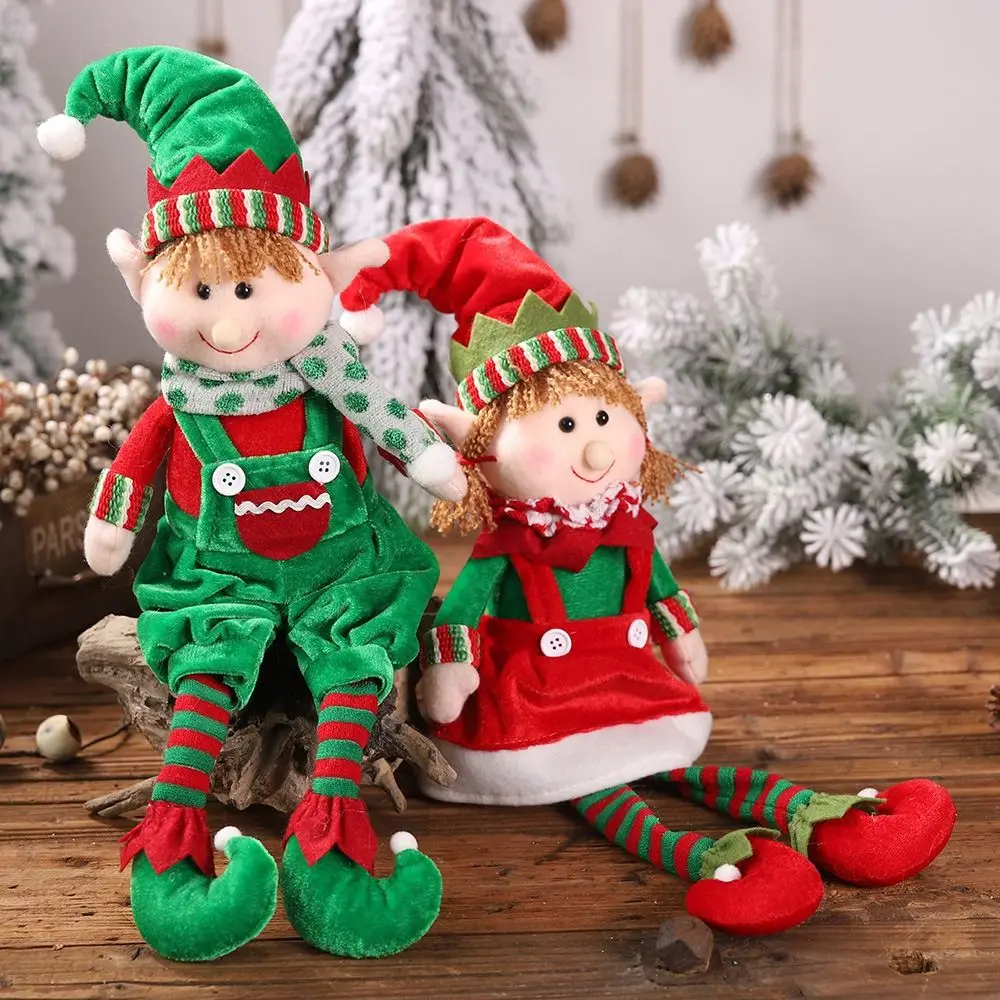 Children's Kawaii Gift Sitting Posture Ornaments Hanging Leg Plush Doll Elf Toy Dolls Christmas Decoration Stuffed Doll