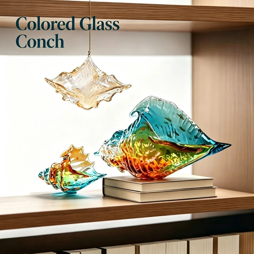 Glass Colorful Conch Light Luxury Art Decoration Modern Simple Ornament Office Living Room Hotel Porch Home Decor Gift