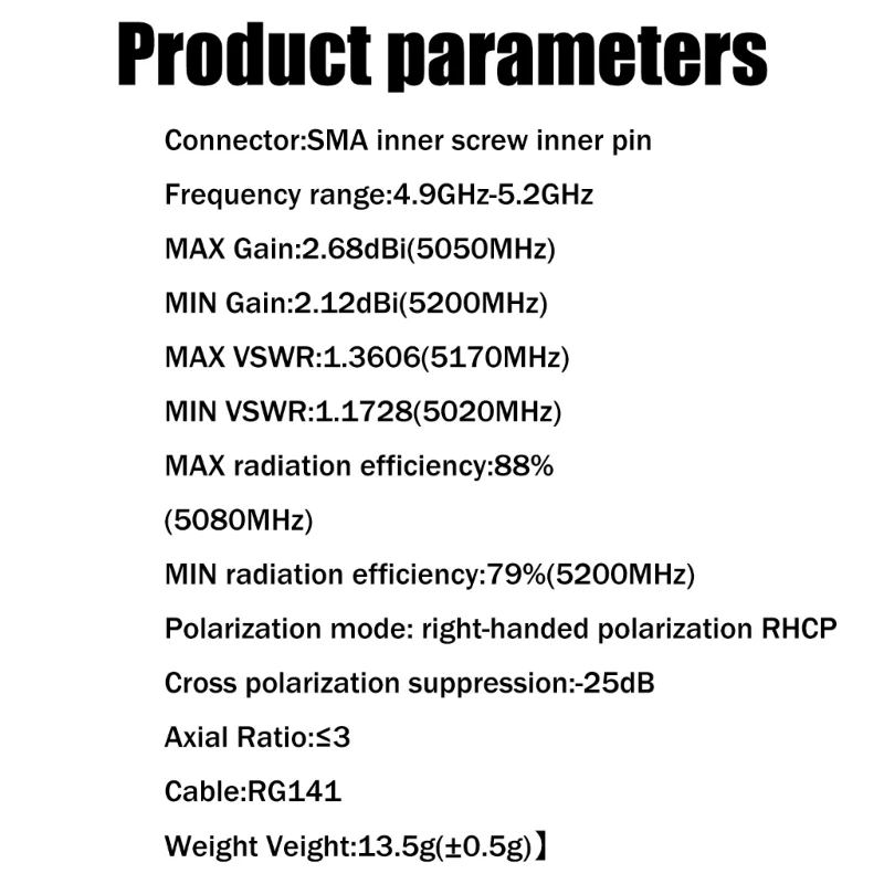IFlight 알바트로스용 FPV 매핑 안테나, RHCP SMA FPV 안테나, 높은 방사 효율, 4.9Ghz, 5.8GHz 주파수