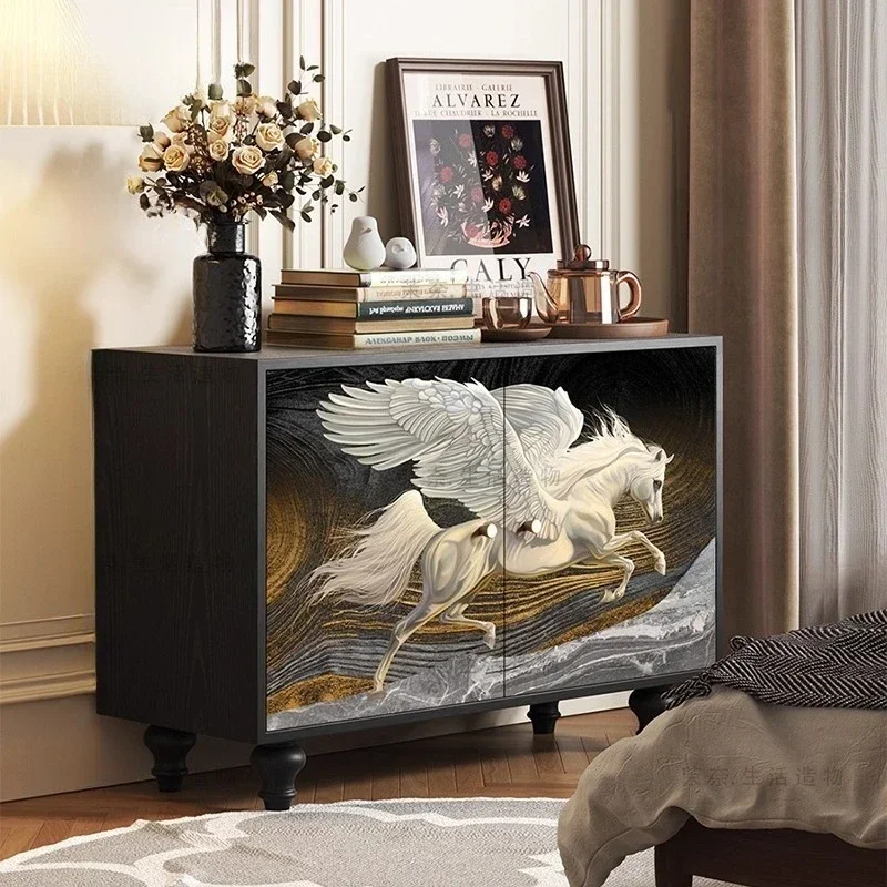 Y Light luxury and retro home entrance cabinet, integrated household storage cabinet against the wall