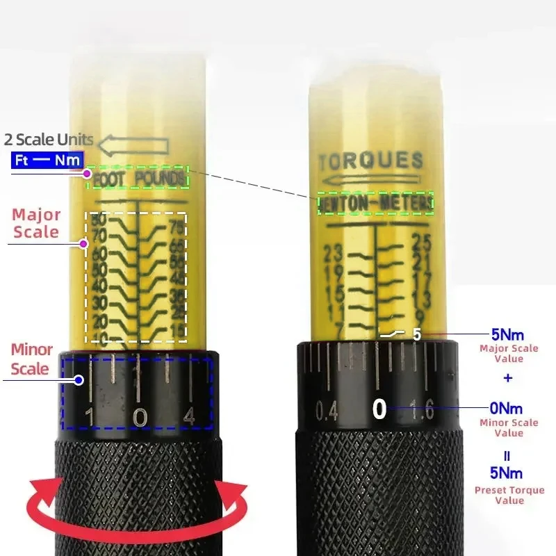 5-60/ 19-110N.m Torque Wrench  3/8” Bidirectional preset torque wrench professional bicycle motorcycle car tool &adapter