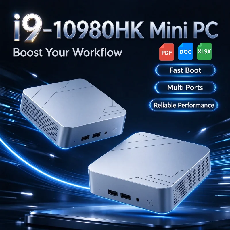 Mini PC Core i9-10980HK 32GB RAM 2TB NVMe SSD Triple 4K Display WiFi6 Desktop for Study and Home Office