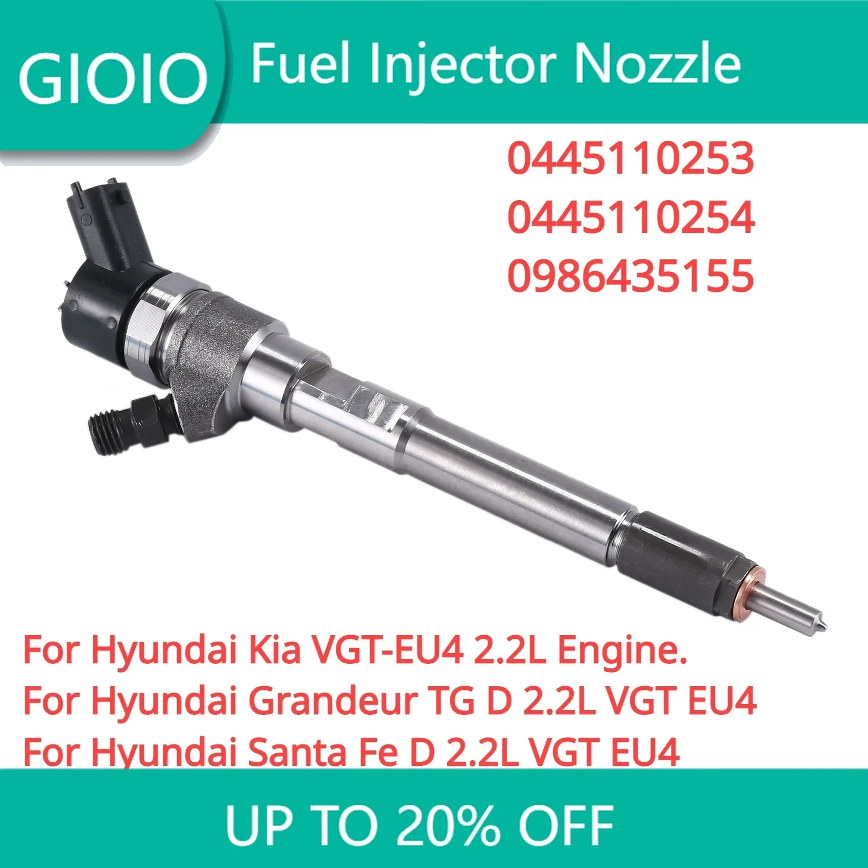 

33800-27800 0445110253 0445110254 New CRDI Diesel Fuel Injector For Hyundai Santa Fe KIA VGT EU4 2.2L Engine