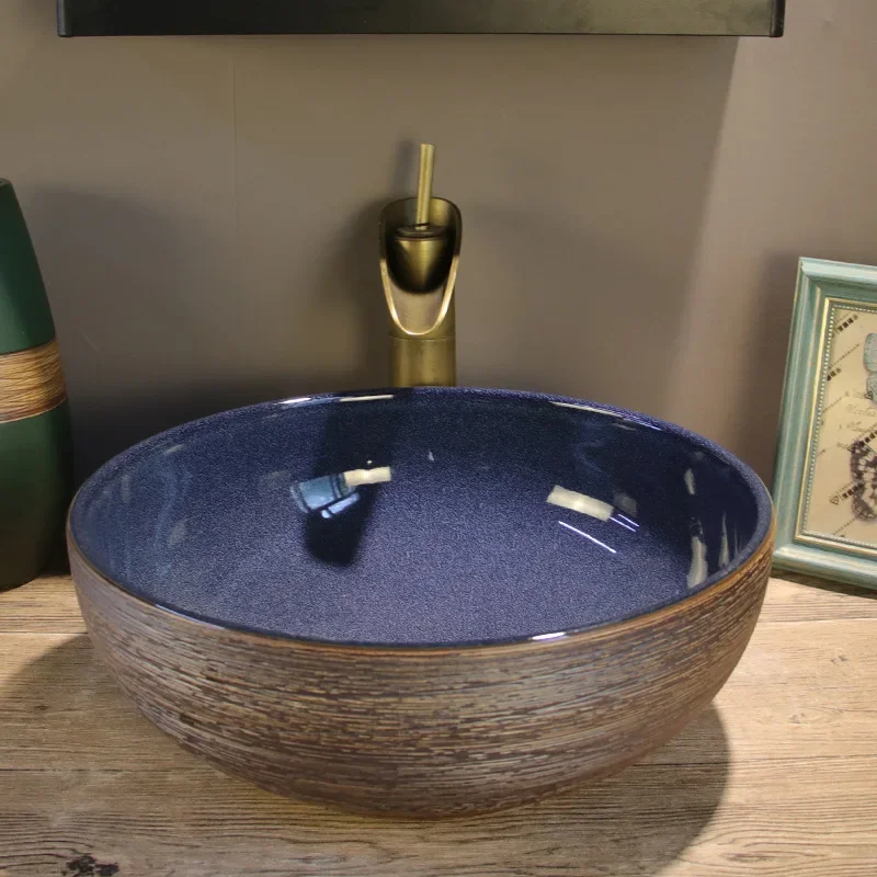Single basin Ceramic art wash basin European retro wash Household bathroom