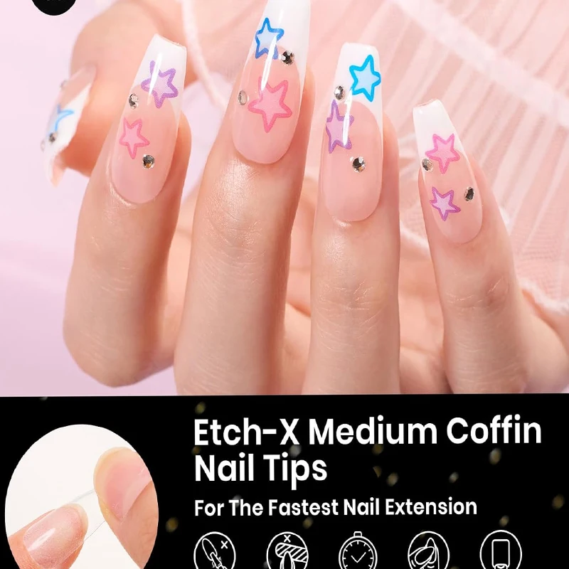 Winning Bid for Coffin Nail Stickers: 240 Pieces of Transparent Gel Short Coffin Nail Tips, 12 Different Sizes Full Coverage Acrylic Pre-Shaped Press-On False Nail Tips, for Nail Extension, Home DIY Nail Art