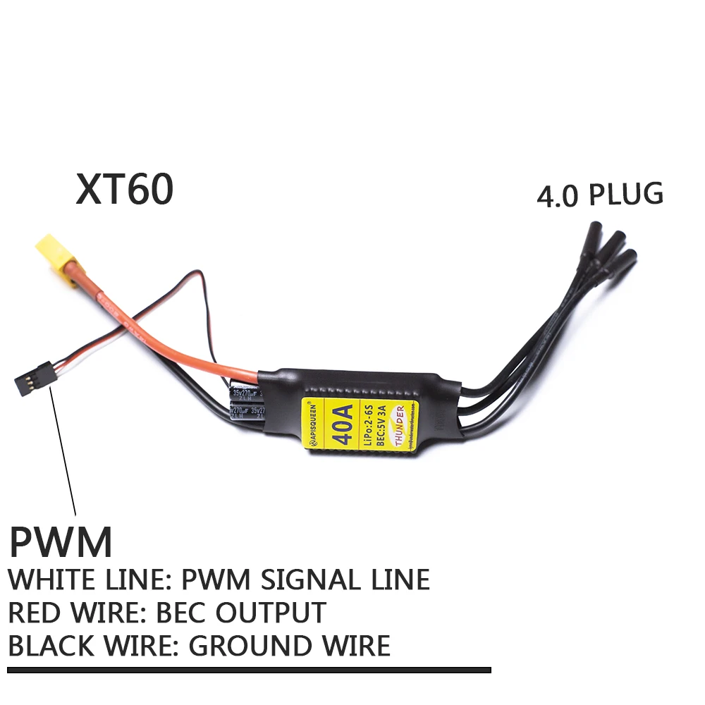 Controlador de velocidad eléctrico ESC, dispositivo con enchufe XT60/90 y 100mm para propulsor submarino, 40/60/80/7,4/120A, 2-6S, 5V/6V/4,0 V, 5A BEC