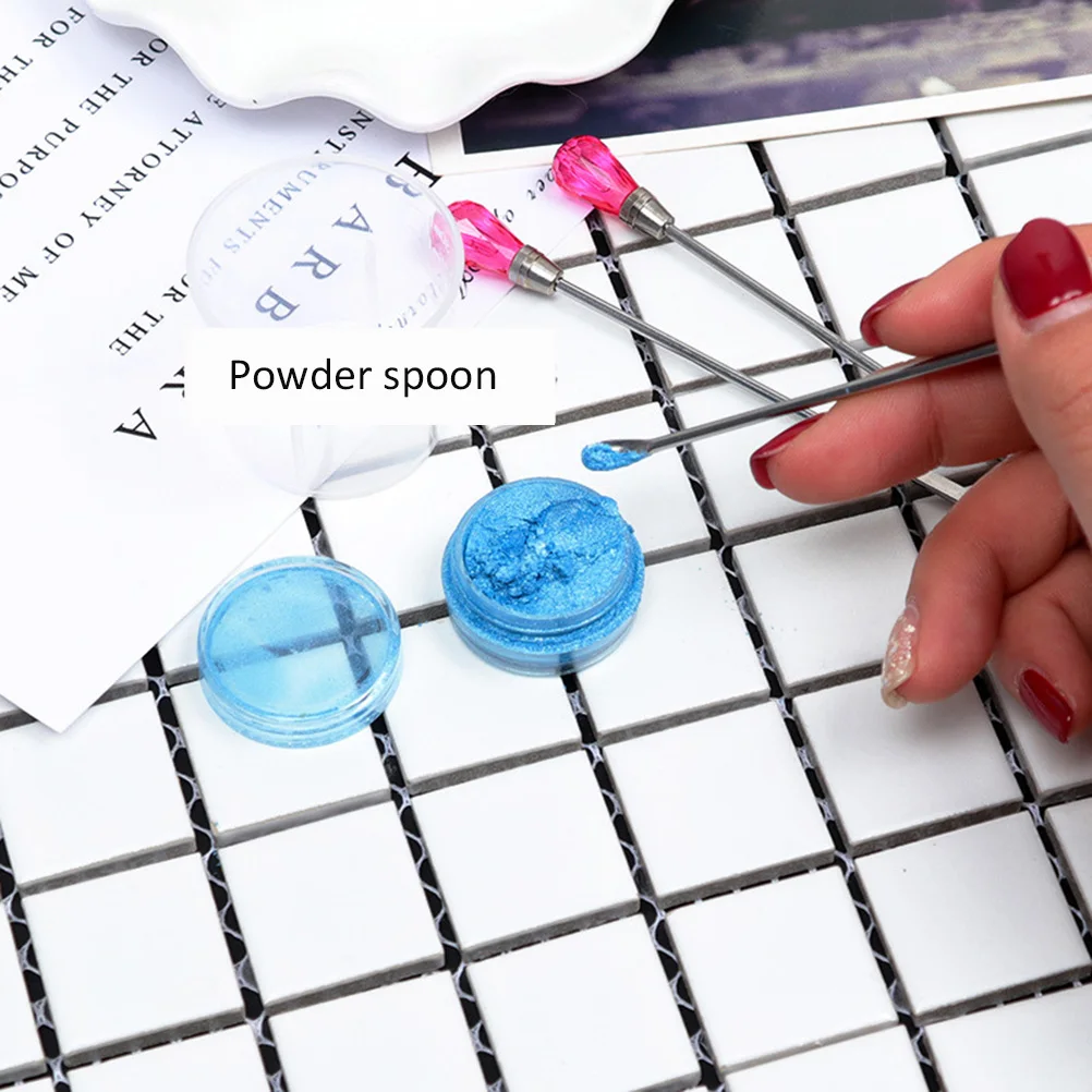 2 قطعة مسمار اثارة قضيب الفولاذ المقاوم للصدأ الاكريليك تصميم مانيكير أداة لخلط هلام البولندية بريق مسحوق التنقيط القلم المنتقى #1